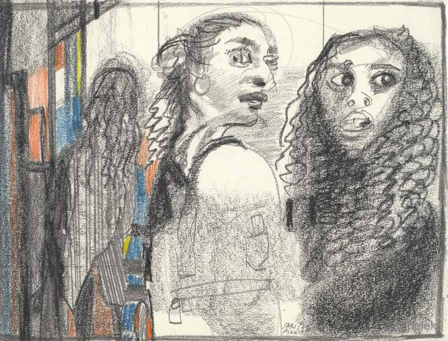 2022 'a day at the shoppingmall Tekening 21 x 30 cm 002